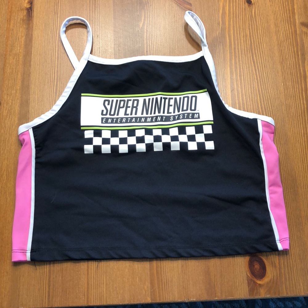 Nintendo Black and Pink Crop Top